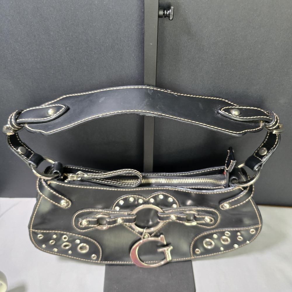 Guess Y2K Black Studded Baguette Faux Leather Bling - Picture 4 of 10